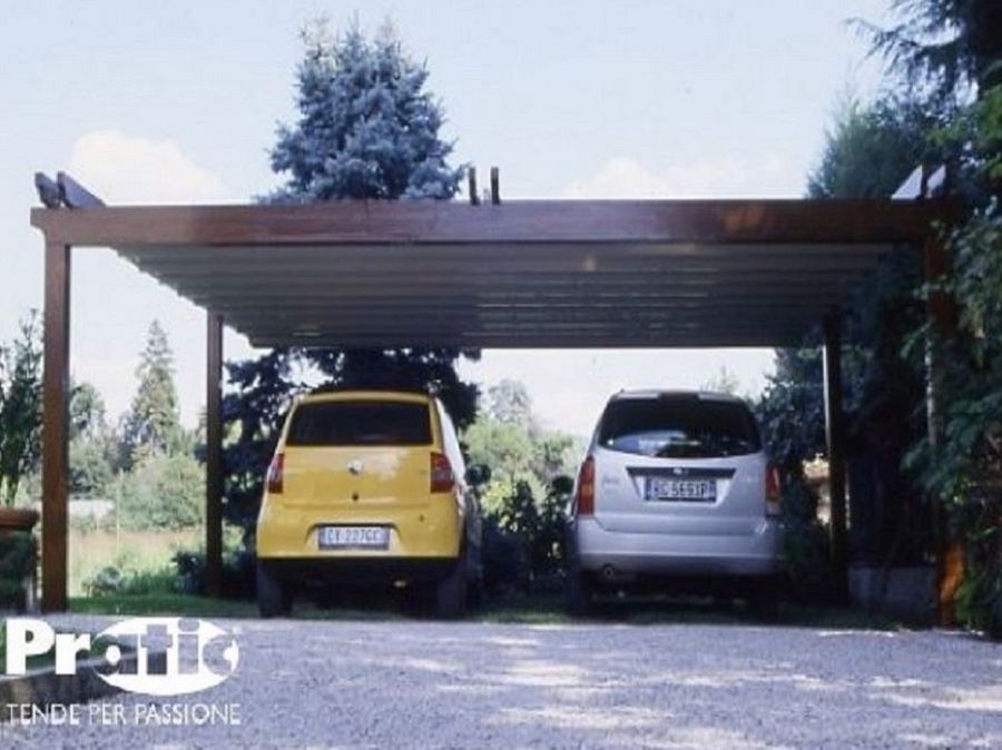 Coperture per auto,tettoie,soluzioni per copertura posti auto Pompeiana in legno e plexiglass