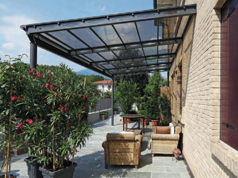 Bianco FROADP 300 x 90 cm Tenda esterna Pensilina Tettoie in Policarbonato Impermeabile per Porta Balcone 