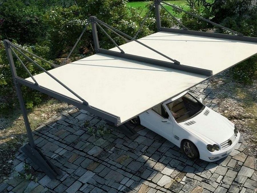 CARPORT PER AUTO TETTOIA AUTOPORTANTE IN ACCIAIO ZINCATO E VERNICIATO