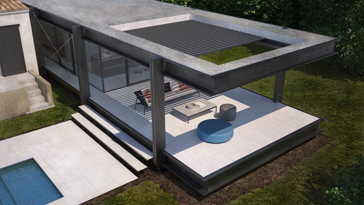 PERGOLA BIOCLIMATICA RETRATTILE IMPACCHETTABILE