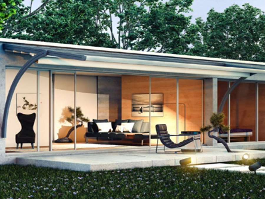 Pergola a sbalzo con tetto apribile