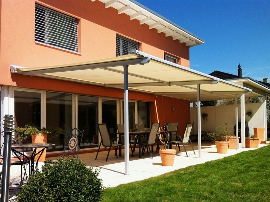 Tenda Parasole Retrattile Windscreen4less Per Pergola, 90,6x30,5 Cm, Tessuto Traspirante Grigio Chiaro, Copertura Scorrevole Per Esterni