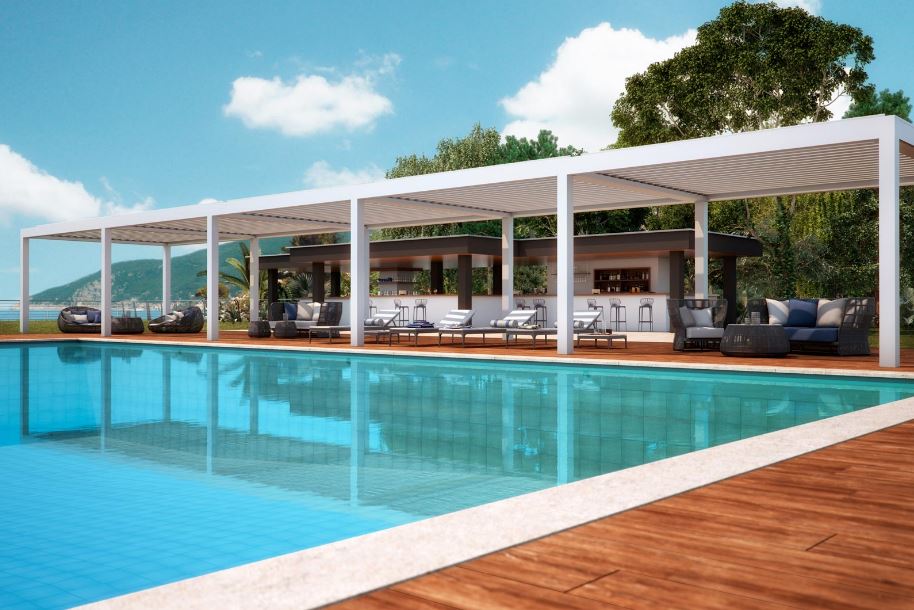 PERGOLA BIOCLIMATICA A LAMELLE ORIENTABILI AUTOPORTANTE VISION PRATIC