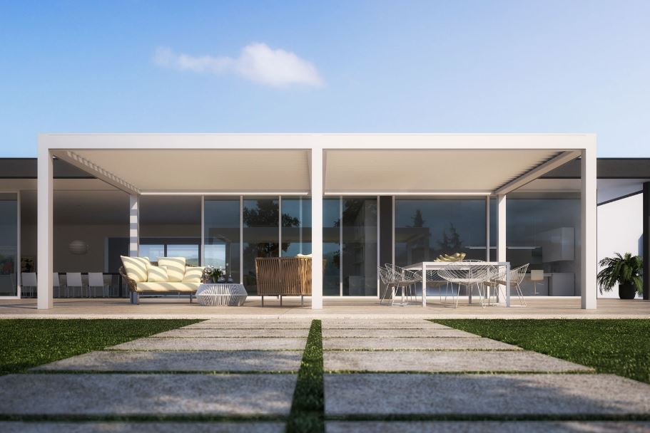 PERGOLA BIOCLIMATICA A LAMELLE ORIENTABILI AUTOPORTANTE VISION PRATIC